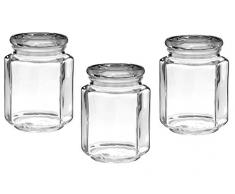 Premier Housewares Pot de Rangement Hexagonal en Verre 780 ML, 11 x 11 x 13 cm