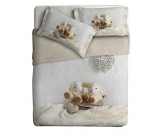 Collection Vivaldi Blanc Brodé avec Tente Motif Floral/Taupe 160 x 300 cm