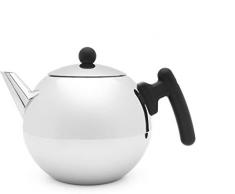 Bredemeijer Bella Ronde Théière en Acier Inoxydable avec Fond Plat Noir 145 x 236 x 160 mm 1,2 l