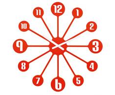 koziol horloge mural Pinball, thermoplastique, rouge orange, 3,2 x 45 x 45 cm