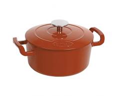 SITRAM 711982, Cocotte SITRABELLA 2.5L forme ronde en fonte dacier émaillée, intérieur blanc extérieur orange, tous feux y compris linduction