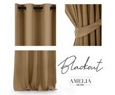 AmeliaHome Rideau occultant en Polyester Jaune Moutarde 140 x 245 cm