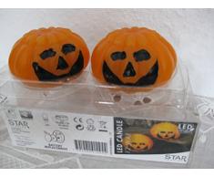 Star Lot de 2 bougies à LED en forme de citrouille Orange/noir 4 x 6 cm
