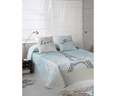 Wild About Words Couvre-lit bouti Tour Eiffel Bleu Clair/Gris lit 105