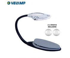 VeLamp IN232 Lampe de Lecture LED avec clip. Orientable. Interrupteur ON/OFF. Lumière diffuse et reposante, Plastique, Gris