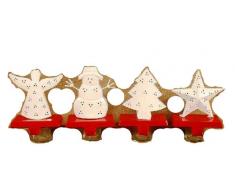 MG Decor Collection Madhus Ãtoile MÃ©tal Porte-chaussette de NoÃ«l/bonhomme de neige/sapin et Angel dans une boÃ®te cadeau, 6 cm-Lot de 4 gobelets Blanc/Rouge