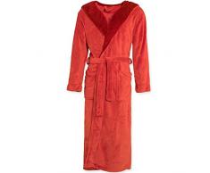 CelinaTex Texas Peignoir De Bain, Capuche, De Deux Couleurs, Longue, Poches Appliquées, Femme, Homme, Unisexe, Microfibre, Laine Polaire de Corail XXL Rouge Corail/Bordeaux