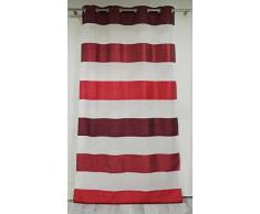 HomeMaison Voilage à Larges Rayures bayadères, Polyester, Bordeaux, 260x140 cm