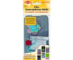 Kleiber 13 x 7 cm Kit Assemblage Feutre Gris avec Fleurs Multicolores Housse Smartphone Enfant