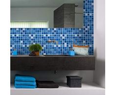 9 Stickers adhésifs carrelages | Sticker Autocollant carrelage - Mosaïque carrelage mural salle de Bain et Cuisine | carrelage Adhésif -Nuance de Bleu - 20 x 20 cm - 9 Pièces