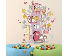 Walplus Amovible Autocollant Autocollant Mural Ãcureuil Arbre Maison Décoration Murale Art crèche bébé Enfants Décoration De Chambre