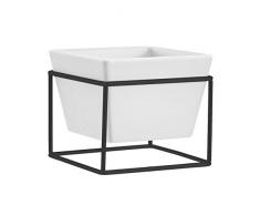 AmazonBasics Jardinière de table, carrée - Blanc/Noir