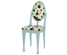 High Street Design Bleu Lot de 6 chaises de salle à manger en tissu imprimé avec pieds Nuovo et peau de vache Coussins