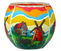 Him CC246 photophore Verre Printemps (Springtime), Multicolore, 11x11x9 cm