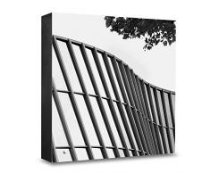 COGNOSCO HG-S103 Tableau Mural en Bois avec Photo darchitecture et Support en Bois Noir/Blanc 15 x 15 cm