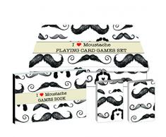 Robert Frederick Moustache Carte Ã Jouer et dÃ©s dans Une boÃ®te en Ã©tain brossÃ© Ã Plat, en Plastique, Couleurs Assorties