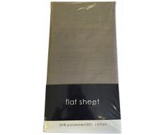 Rapport Facile dentretien Infroissable Drap Plat, Coton Polyester, Gris, Single