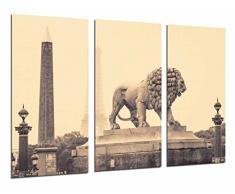 Tableau Moderne Photographique, Impression sur bois, Animal Monument Pierre Lion, Ville Paris, Eiffel, 97 x 62 cm, ref. 26983