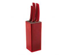 Kitchen Artist MEC114R Set de 5 Couteaux sur bloc Rouge