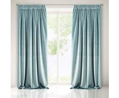 Eurofirany Rideau en Velours, Tissu, Vert océan, 140 x 270 cm