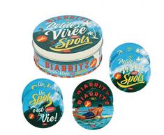 Natives 700990 BoÃ®te de 6 Dessous de Verre, MÃ©tal, Multicolore, 9 x 9 x 12 cm