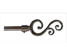 ForenTex P20161, Barre en Argent Poli Extensible 120 â 210 cm de 16 â 19 mm dépaisseur avec têtes décoratives pour Rideaux,