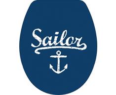 Bisk Soft Abattant de WC, Motif Marin, systÃ¨me de Fixation rÃ©glable, Bleu, 45Â x 38Â x 3Â cm