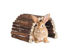 Relaxdays Pont Flexible pour rongeurs, en Bois Schima Naturel et mÃ©tal, Tunnel pour Cage Ã Petits Animaux, Hamster, Lapin, 2Â xÂ 29Â xÂ 17Â cm (HauteurÂ xÂ LargeurÂ xÂ Profondeur)