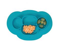 InterDesign IDjr assiette bÃ©bÃ©, set de table enfant antidÃ©rapant en silicone, assiette ventouse avec motif de singe, turquoise