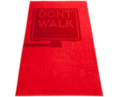 Aneesi & Leisure Bain 100 x 180 cm-Dont Walk Pur Serviette de Plage en Coton Rouge
