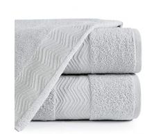 Eurofirany Lot de 3 Serviettes de Toilette en Coton avec Coutures métalliques Argenté 70 x 140 cm