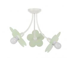 Tosel 21090 Lustre 3 Lumières, Acier/, E14, 40 W, Rose, 50 x 40 cm