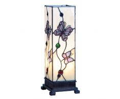 Lumilamp 5LL-9301 Lampe de table Tiffany Style 12,5 x 35 cm 1 x E14 / Max25 W Verre coloré décoratif fait main avec abat-jour en verre