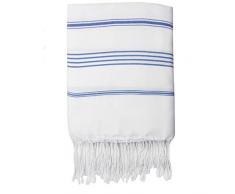 Moorish Idol - Fouta Classique- 100cm x 200cm- Blanc/Bleu Grec