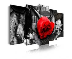 Dekoarte 269 - Tableau moderne sur toile montÃ© sur cadre en bois 5 piÃ¨ces XXL, nature fleur rose rouge, 200x100cm