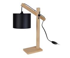 Tosel 90302 Lampe Bureau 1 Lumière, Bois, E14, 40 W, Noir, 27 x 50 cm