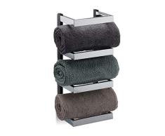 Relaxdays, argentÃ© Porte mural chrome, support serviettes, design moderne, 44x18x16 cm, noir, fer, 44 x 18 x 16 cm