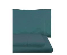 Home Royal - Parure de lit composÃ©e par 1 Drap Plat, 250 x 285 cm, 1 Drap Housse, 158 x 200 cm, 2 traversins, 45 x 85 cm, Couleur Indigo