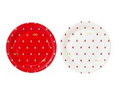 Talking Tables Accessoires Fête de Noël | Assiettes en Carton de Noël | Assiettes Jetables Ho Blanches, Rouges et Or | Lot de 12