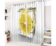 CUSHIONMANIA Oeillets Åillets 3D Rideaux 16Â Populaire Designs. (132,1Â cm de Large x 228,6Â cm de Hauteur, Citron)