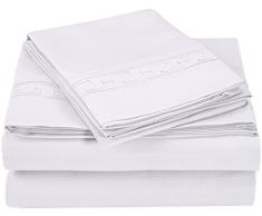 Qualité supérieure Ultra Doux Poids léger résistant aux Rides de lit avec Broderie Regal dans Un Coffret Cadeau, 100% Microfibre brossé, Blanc, Double Taille L/XL