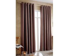 ForenTex F-0541 Rideaux occultants pour fenÃªtres de Salon/Chambre/Chambre Grande Hauteur avec Åillets, 100% Polyester, Marron, Un Panneau 145 x 260 cm