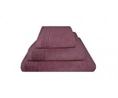 Home Juliet - Lot 3 Serviettes Eponge, 33x50 cm Serviette invité, 50x100 e Maxi Drap de Bain 100x150 cm, Couleur Mauve
