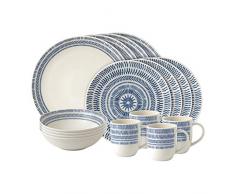 Royal Doulton Chevron Ensemble de Vaisselle, Bleu foncÃ©, Lot de 16