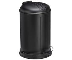 Une domo Rx-920071 Rixx Poubelle à pédale avec fermeture douce Coque Tapis de 12L, EN ACIER Carbone, plastique, Noir