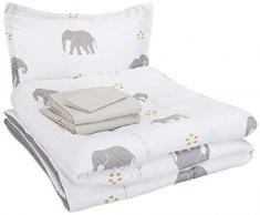 AmazonBasics Parure de lit en Microfibre pour Enfant Facile dentretien, Ãléphants Gris., Twin