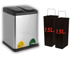 ARTEX 21.40.12 Logica Poubelle 2 Compartiments 41 x 36 x 49 cm 30 l