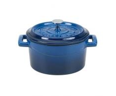 Pentole Agnelli COGHSRP10414B Ustensiles de Cuisson cocotte en Fonte à Cuisson Lente, 14 cm, 0,8 l, Bleu