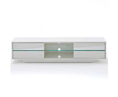 INSIDE Meuble TV Design Bosco 4 tiroirs laqué Blanc Mat éclairage LED intégré
