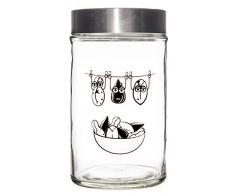 arteregal Bocal hermétique Motif Fruits secs, Verre, Noir, 17.5 x 10.0 x 10.0 cm